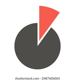 Pie chart infographic template.Pie chart icon.Orange colored section is 1 of 10 equal parts.10 percent.Circle divided in two.Vector illustration.
