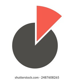 Pie chart infographic template.Pie chart icon.Orange colored section is 1 of 8 equal parts.12,5 percent.Circle divided in two.Vector illustration.