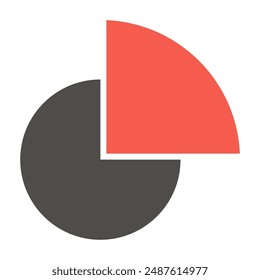 Pie chart infographic template.Pie chart icon.Orange colored section is 1 of 4 equal parts.25 percent.Circle divided in two.Vector illustration.