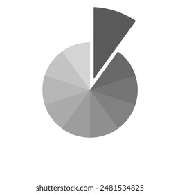 Pie chart infographic template,graphic circle divided in 10 segments.
