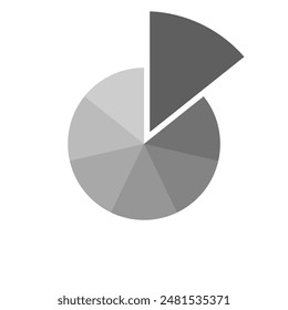 Plantilla infográfica de gráfico circular, círculo gráfico dividido en 7 segmentos.
