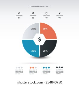 pie chart infographics template design 