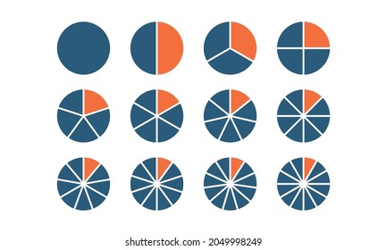 Pie chart inforgaphic set. Simply shapes pieces. Vector illustration