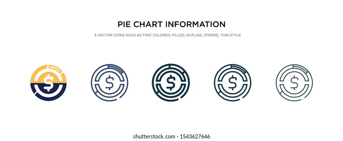 pie chart information on money icon in different style vector illustration. two colored and black pie chart information on money vector icons designed in filled, outline, line and stroke style can
