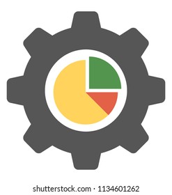 
Pie chart inside cogwheel describing data analysis, icon concept is the goal of discovering useful information 
