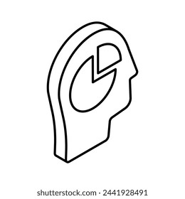 Pie chart inside human mind showing concept icon of analytical mind