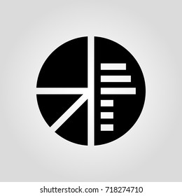 Pie chart isolated flat vector icon