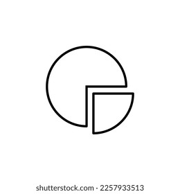 Pie Chart Isolated Line Icon. Editable stroke. Vector sign for adverts, stores, shops, articles, UI, apps, sites. Minimalistic sign drawn with black line