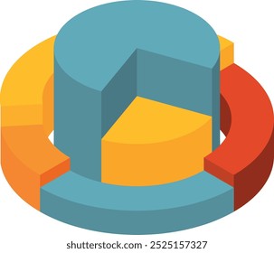 Pie chart isometric icon. 3d diagram infographic