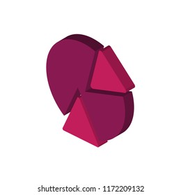 Pie chart isometric left top view 3D icon