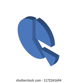 Pie chart isometric left top view 3D icon