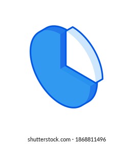 Gráfico circular isométrico. Infografía azul del anillo con participación blanca. Estadísticas económicas con crecimiento y movimiento del desarrollo financiero. Ilustración de la estrategia financiera y del vector de inversión empresarial.