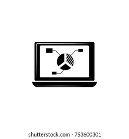 Pie Chart and Laptop Icon on white background