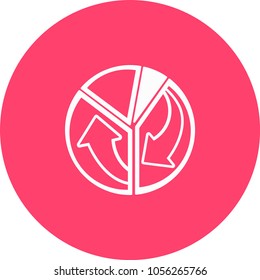 Icono de línea de gráfico circular.