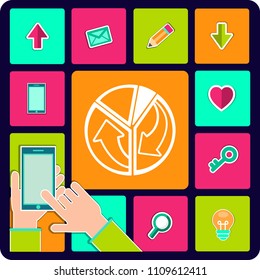 Pie chart line icon.