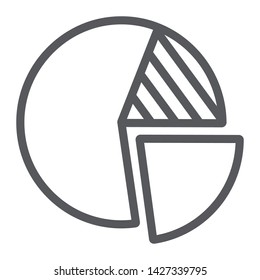 Pie chart line icon, finance and statistics, round graph sign, vector graphics, a linear pattern on a white background, eps 10.
