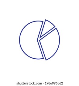 pie chart line icon flat style isolated on white background
