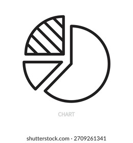Icono de línea de gráfico circular. Gráfico, signo de diagrama. Negocios, economía, finanzas, análisis, concepto de datos. Aislado en un fondo blanco. Trazo editable. Ilustración vectorial. Diseño plano.