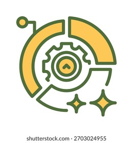 Ícone Linha do Gráfico de Pizza, Símbolo de Estrutura de Tópicos para Visualização de Dados, Divisão de Porcentagem, Análise de Métrica, Comparação de Desempenho e Relatórios Estatísticos. Ícone de sinal vetorial.