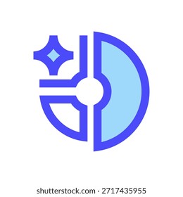 Icono de línea de gráfico circular, símbolo de esquema para visualización de datos, análisis de estadísticas, informe de porcentaje, cuota de mercado y descripción financiera. Icono de signo de Vector.
