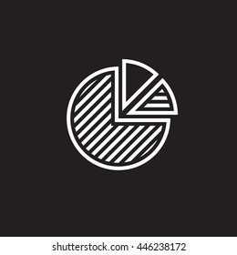 pie chart line icon, outline vector illustration, linear pictogram isolated on black