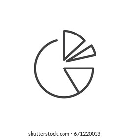 Pie chart line icon, outline vector sign, linear style pictogram isolated on white. Diagram symbol, logo illustration