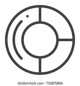 Pie chart line icon, outline vector sign, linear style pictogram isolated on white. Symbol, logo illustration. Editable stroke
