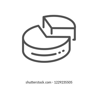 Pie chart line icon. Presentation 3d graph sign. Market analytics symbol. Quality design flat app element. Editable stroke Pie chart icon. Vector