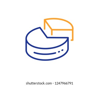 Pie chart line icon. Presentation 3d graph sign. Market analytics symbol. Colorful outline concept. Blue and orange thin line color Pie chart icon. Vector