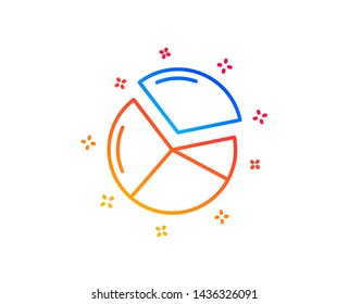 Pie chart line icon. Presentation graph sign. Market analytics symbol. Gradient design elements. Linear pie chart icon. Random shapes. Vector