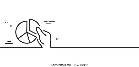 Pie chart line icon. Presentation graph sign. Market analytics symbol. Minimal line illustration background. Pie chart line icon pattern banner. White web template concept. Vector