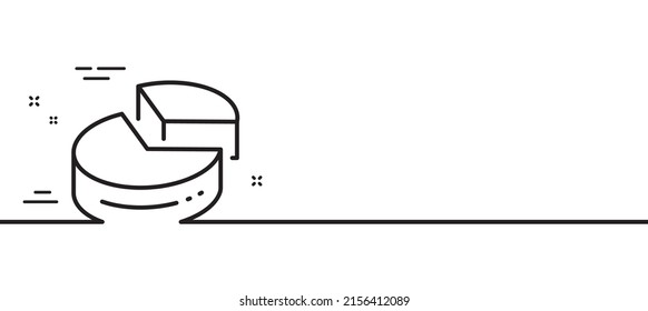 Pie chart line icon. Presentation 3d graph sign. Market analytics symbol. Minimal line illustration background. Pie chart line icon pattern banner. White web template concept. Vector