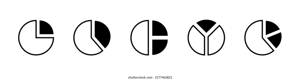 Pie Chart Line Icon Set. Statistics And Analytics Vector Icons. Piechart Icon Collection