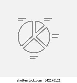 Pie chart line icon for web, mobile and infographics. Vector dark grey icon isolated on light grey background.