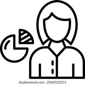 Pie Chart Line Vector Icon Design