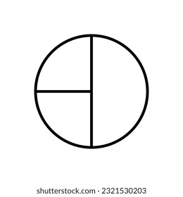 Pie Chart Lineal Icon Symbol Vector. Black Outline Pie Chart Icon