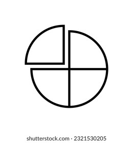 Pie Chart Lineal Icon Symbol Vector. Black Outline Pie Chart Icon