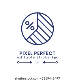 Pie chart linear desktop icon. Market analysis. Financial report. Data visualization. Pixel perfect, outline 2px. GUI, UX design. Isolated user interface element for website. Editable stroke