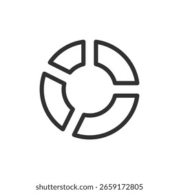 Gráfico circular, icono lineal. Datos de negocio o análisis. Línea con trazo editable.