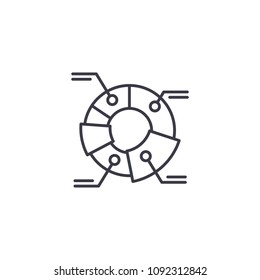 Pie chart linear icon concept. Pie chart line vector sign, symbol, illustration.