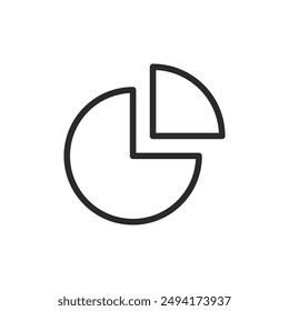 Pie chart, linear style icon. data distribution and analysis. Editable stroke width