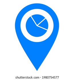 Gráfico circular y pin de ubicación en blanco