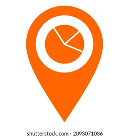 Pie chart and location pin on white