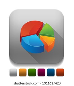 pie chart With long shadow over app button