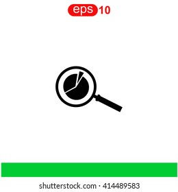 Pie Chart and Magnifying Glass icon. 