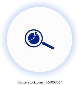 Pie Chart and Magnifying Glass  icon. Vector design.