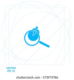 Pie Chart and Magnifying Glass  icon. Vector design.