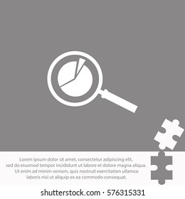 Pie Chart and Magnifying Glass  icon Vector design.