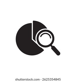 Pie Chart with Magnifying Glass Representing Data Analysis and Business Insights