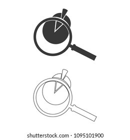 Pie Chart and Magnifying Glass vector  icon.
